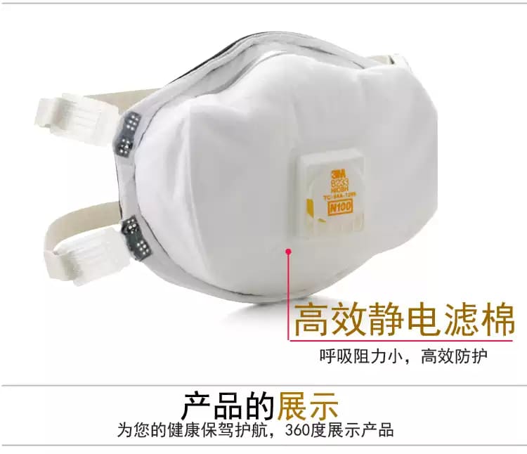 3M 8233 防颗粒物口罩 （头带式、美国NIOSH N100认证和中国KN100认证)